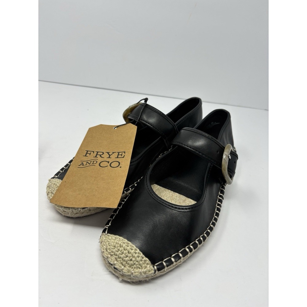 Frye & Co NWT Black Jatani Espadrille Mary Jane Tortoiseshell Buckle Size 9M US